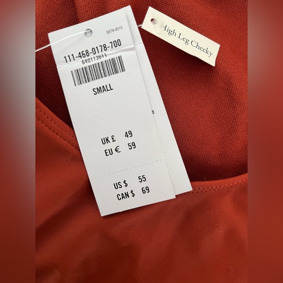NWT ABERCROMBIE & FITCH Burnt Orange High-leg Cheeky One Piece Swimsuit - Picture 3 of 4